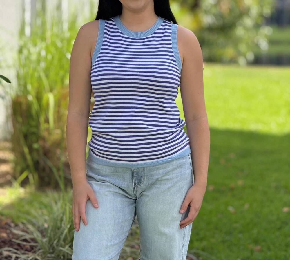 NEW STACCATO mariner knit tank top in royal blue
